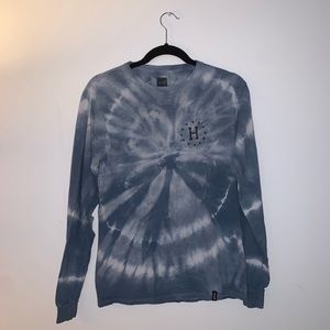 HUF blue tie dye long sleeve